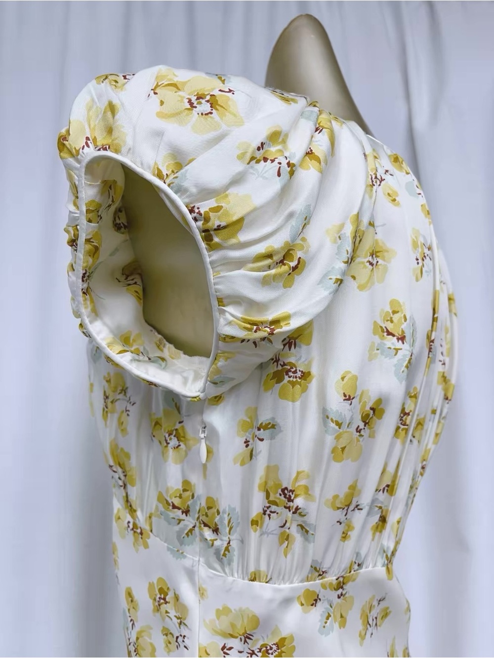 NWOT Doen Floral-print Silk-blend Midi Dress in Yellow, Size XXS/XS/S/M/L - Picture 8 of 16